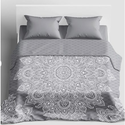 Dekoratív steppelt ágytakaró 220x240 cm méretben / szürke ornament mintával