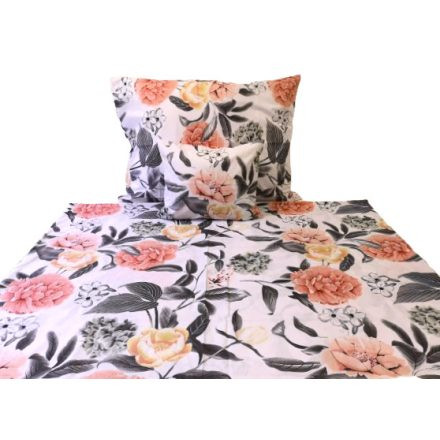 Barack virágos pamut 140x200 cm ágynemű huzat szett + 135x200 cm paplan + 90x200 cm gumis lepedő