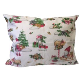 Kislány szánkó mintás karácsonyi kispárna huzat - 40x50 cm 