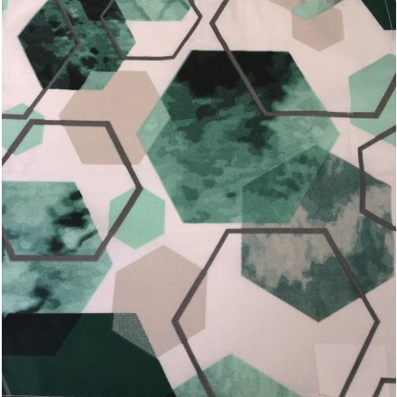 Pamut textil szalvéta - 30x30 cm / zöld hatszög mintás