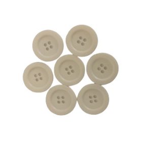  4 lyukú műanyag krém színű gomb 10 db - os csomagban - 22 mm