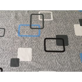   Mintás Microfiber ( mikroszálas ) textil - 165 cm / szürke - kék geometriai 