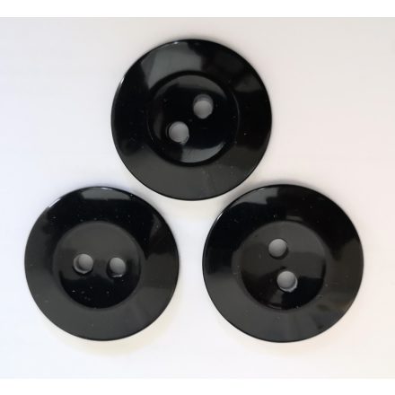 Fekete kétlyukú műanyag gomb - 34 mm 