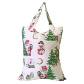   Karácsonyi textil ajándék átadó táska - 35x45 cm / Hóember - hógömb mintás