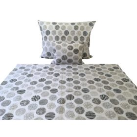   140x220 cm extra hosszú 3 részes krepp ágynemű garnitúra huzat - szürke gömb mintás