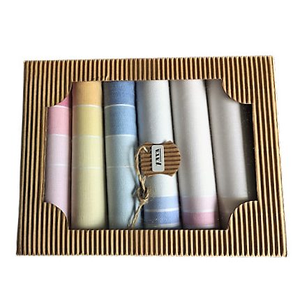 Női textil zsebkendő szett - 3 db kartondobozban 