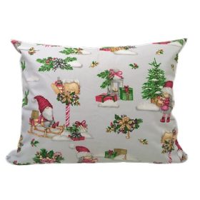   Szürke kislány - szánkó mintás karácsonyi kispárnahuzat - 40x50 cm