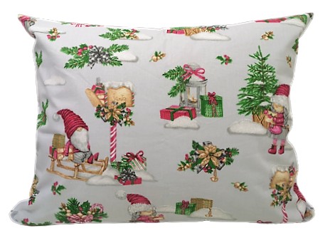 Szürke kislány - szánkó mintás karácsonyi kispárnahuzat - 40x50 cm