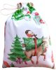 Karácsonyi textil ajándék tasak / Hóember - Hógömb mintás fehér alapon 