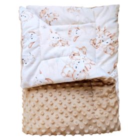 Világosbarna Minky - Cuki Állat mintás Kétoldalas Babatakaró