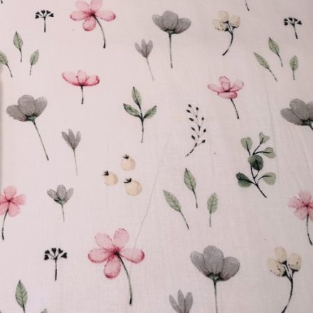 Textil szalvéta - 30x30 cm - apró rózsaszín virág mintás