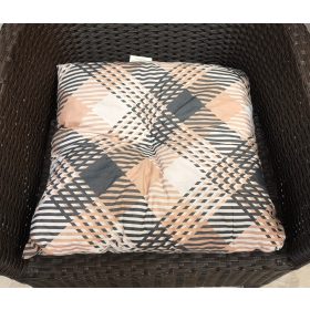   Pamut borítású darált szivacs töltetű ülőpárna 45x45 cm / barna - fekete rácsos