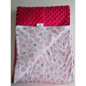 Kétoldalas puha baba takaró 75x100 - pink állatos