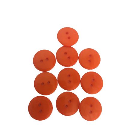 2 lyukú narancssárga műanyag gomb - 18 mm