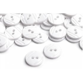 2 lyukú fehér műanyag gomb - 15 mm