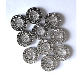 Ezüst színű feliratos fém gomb - 16 mm