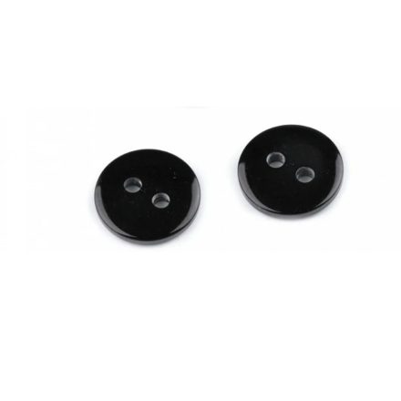 2 lyukú fekete műanyag gomb - 12 mm