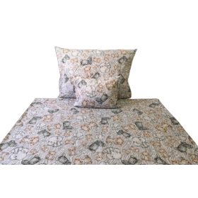   Bézs szafari kölyök mintás pamut  3 részes ágynemű huzat szett - 140x200 cm