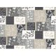 Viaszos vászon méteráru - 140 cm / szürke patchwork - levél mintás