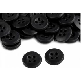 Fekete 4 lyukas gomb 11 - db-os csomagban - 12 mm