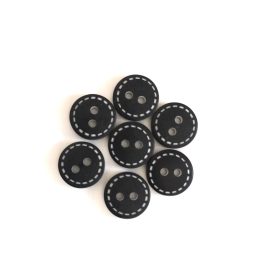 Fekete - fehér mintás 2 lyukas inggomb - 13 mm 