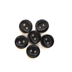 2 lyukas fekete inggomb 6 db -os csomagban - 12 mm
