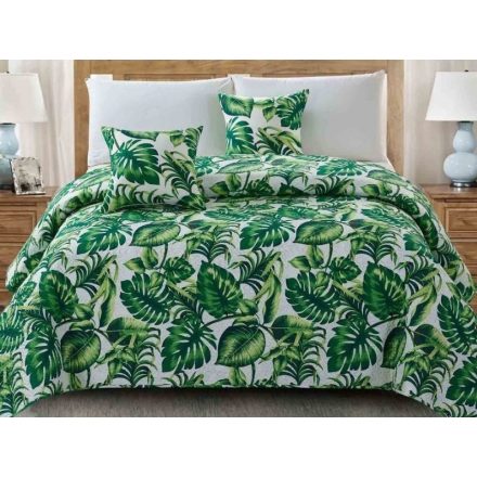 Zöld trópusi levél mintás ágytakaró szett - 220x240 cm 