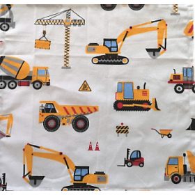 Fehér alapon sárga munkagépes - 30 x 30 cm ruhaszalvéta