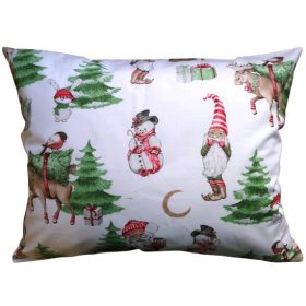 Szürke alapon Hógömb - Hóember mintás Karácsonyi kispárna huzat  / 40 x 50 cm