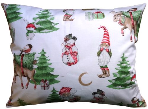 Szürke alapon Hógömb - Hóember mintás Karácsonyi kispárna huzat  / 40 x 50 cm