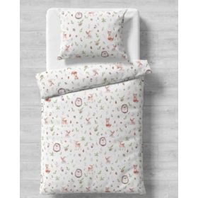   Flanel ovis 2 részes 90x130 cm ágynemű huzat szett - aranyos őzike - süni - madárka mintás