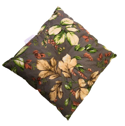 Pamut borítású darált töltetű ülőpárna 35x35 cm / szürke alapon levél mintás