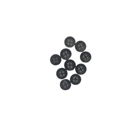 Fekete műanyag négy lyukú gomb - 9 mm