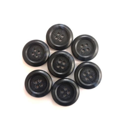 4 lyukas fekete gomb - 22 mm / 13 db - os csomag