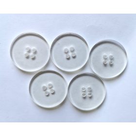 Átlátszó nagyméretű 4 lyukú műanyag gomb - 22 mm