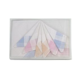   Női textil zsebkendő 6db-os díszdobozban kis kockás mintákkal