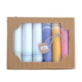 Klasszikus női textil ruha zsebkendő szett 6db-os élénk és fehér színekkel 