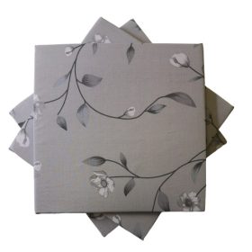   Székpárna-ülőpárna pamut 35x35x2 cm szürke-virágos mintával
