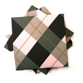   Székpárna-ülőpárna pamut 35x35x2 cm zöld-fehér geometriai mintás