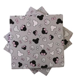   Pamut borítású székpárna - ülőpárna 35x35x2 cm / szürke alapon fekete-fehér egérfej mintás