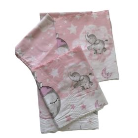 Maradék pamut textil csomag cuki elefántos mintával rózsaszín alapon
