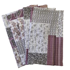   Krepp kispárnahuzat csomag - 5 db -os lila-fehér patchwork mintás 