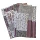 Krepp kispárnahuzat csomag - 5 db -os lila-fehér patchwork mintás 