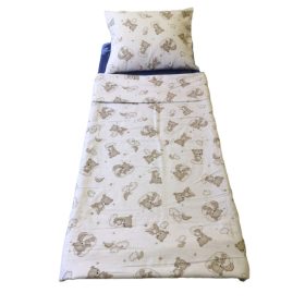   Fehér alapon maci felhőn mintás flanel ovis huzat - 90x130 cm