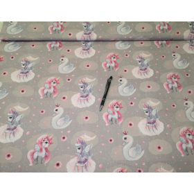   Maradék pamutvászon textil-unikornis- hattyú mintával 160x80cm