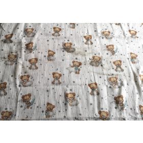   Maradék dupla géz anyag-maci csillag mintás-155 x 90cm - foltos