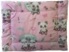 Minky lapos ovis kispárna-rózsaszín panda macis flanel-mályva színű minkyvel 40x50cm