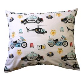 Pamut kispárna huzat - 40x50 cm-kék rendőr motor mintás