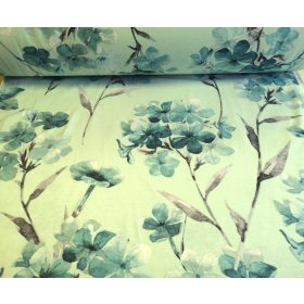 Maradék flanel textil-160x30cm/zöld virágos