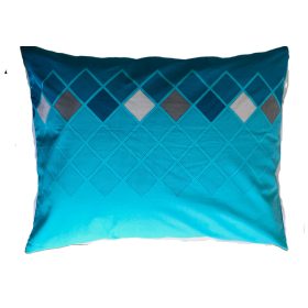 Pamut nagypárna huzat - 70x90 cm türkiz négyzet mintás
